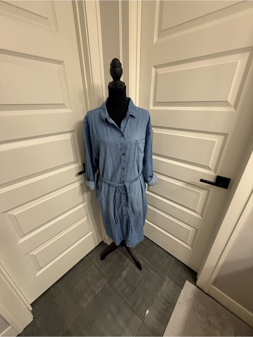 Sonoma Light Blue Denim Shirt Dress with Waist Tie NWT